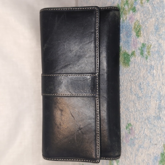 Coach | Bags | Large Black Leather Checkbook Coach Wallet | Poshmark